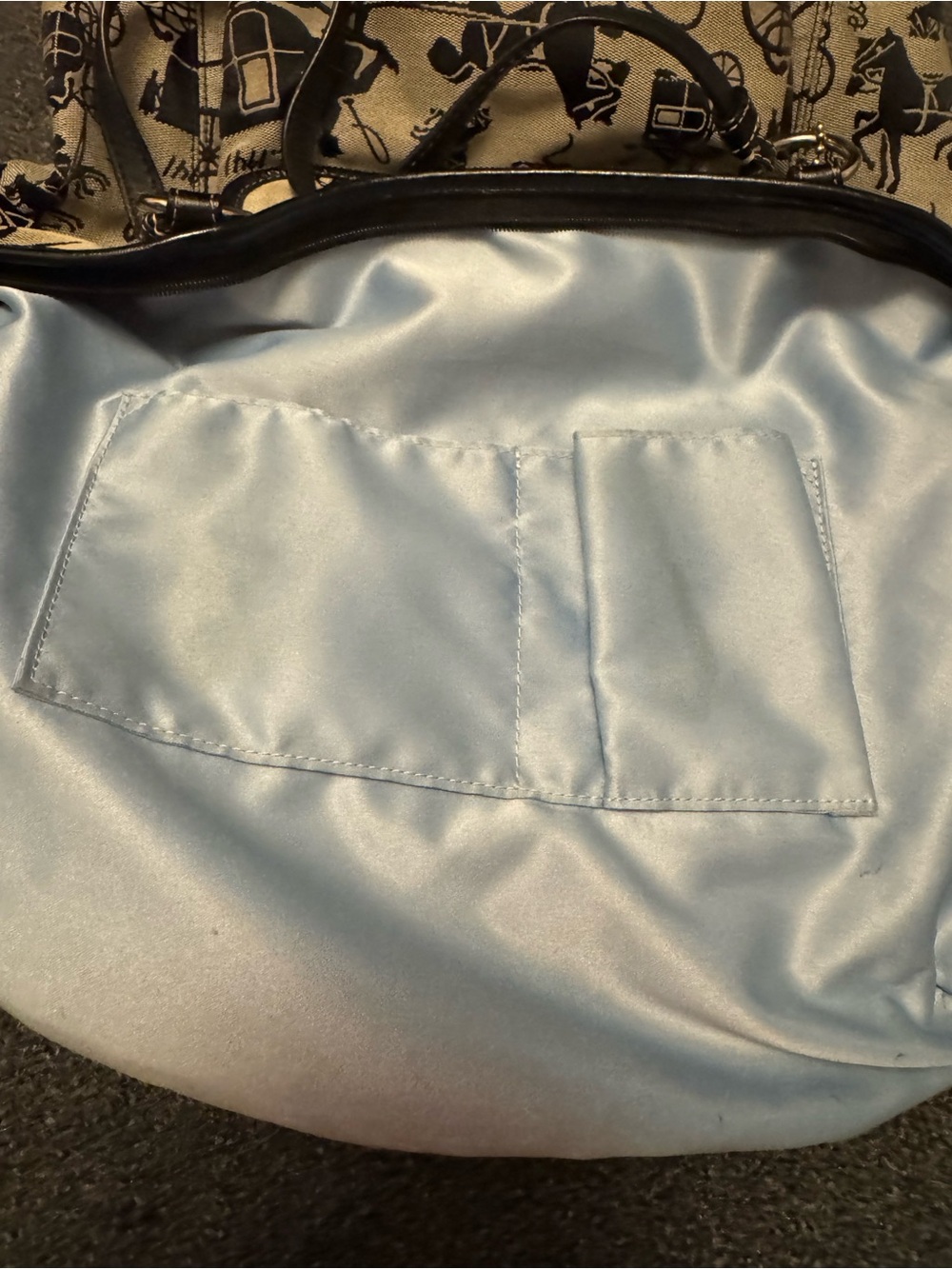 Vintage Coach Horse & Carriage Tote Bag, Black & Grey Jacquard Canvas Shoulder B - Picture 11 of 16